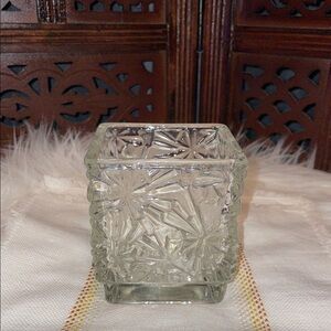 Vintage AVON Clear CUT Glass Candle Holder.